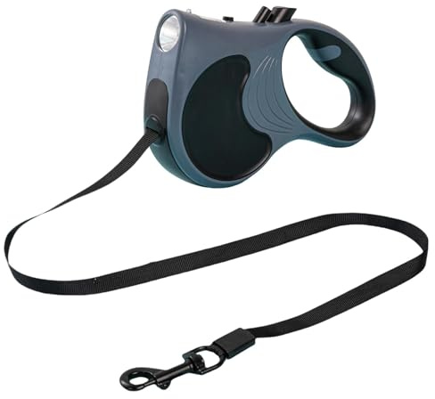 Einziehbares Traktionsseil für Hunde – Hundeseil mit rutschfestem Griff, mit LED-Licht, einziehbares Hundeseil, 4,8 m lange Trainingsleine, Hundeleine zum Ausbinden, Knopfbremse und Schloss, für