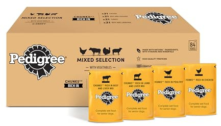 PEDIGREE Senior Dog Food Pouches Chunks in Jelly 84 x 100 g Multipack