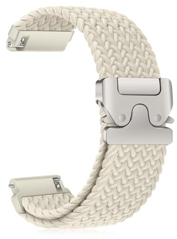 CiimWaa Vävda klockarmband 22 mm/18 mm/20 mm, flätat nylonarmband med fallskärmspänne, töjbara sportband ersättningsband kompatibla med Galaxy/Garmin/Amazfit/Huawei [22 mm Starlight]