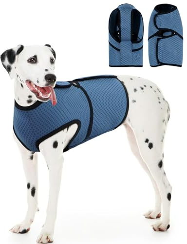 Dog Anxiety Vest Calming Jacket,Adjustable Dog Anxiety Relief Shirts,Thunder Coat for Fireworks, Vet Visits and Separation,Lakeblue L
