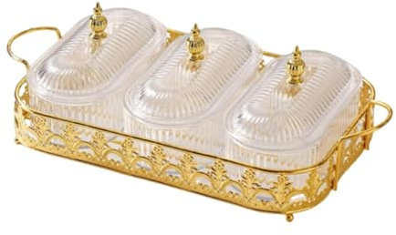 DimyFew Cocina de Plato de Fruta Seca Recipiente de Almacenamiento de Alimentos Múltiples Vedina Dividida Cocina Placa de Aperitivo para La Cocina, Borrar 3 Cuadrículas, Individual