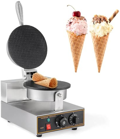 CóNica Para Helados Máquina eléctrica para hacer conos de helado, 1200 W, para uso comercial, de acero inoxidable, antiadherente, con doble cabezal para hacer waffles, ideal para pizza, panq