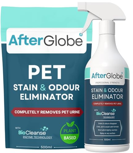 Afterglobe Pet Stain & Odour Remover Spray 500ml – Powerful Pet Urine, Vomit & Odour Eliminator for Carpets, Rugs & Upholstery – Safe for Dogs & Cats, Professional Strength Cleaning Solution