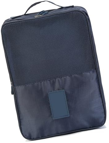 Chiyyak Organizador de Zapatos de Fácil Acceso con Bolsa de Zapatos de 3 Pares con Diseño de Asa para Viajes Deportivos (Azul Marino)