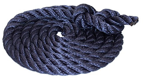 Tauwerk 16mm - Farbe: Marine 3-litzig gedreht Leine Schnur Festmacher Rope Tau Seil Allzweckseil Reepschnur Lirolen-Tauwerk PP-Multifil, 3-schäftig gedreht (Länge 20mtr.)