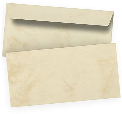 50 Briefumschläge DIN Lang | Marmor Beige | selbstklebend ohne Fenster | Brief-Umschlag mit Design-Motiv bedruckt | 90 g/m²
