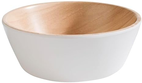APS 84605 Schale FRIDA, Ø 12,5 cm, Höhe 4,5 cm, Melamin, weiß/Holzoptik