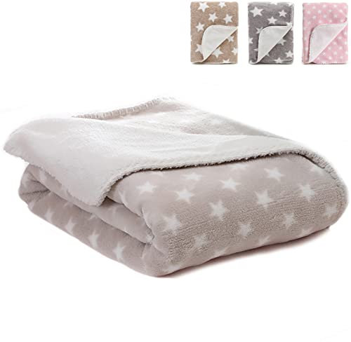 LeerKing Hundedecke flauschig Katzendecke waschbar Doppelte Fleecedecke Kuscheldecke für Sofa Hundebett und Auto Beige 75 * 100cm