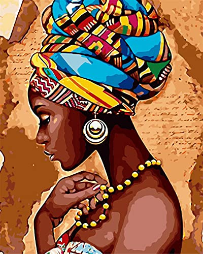 Maysurban Peinture par Numéros pour Adultes sans Cadre 40x50cm-Femme africaine