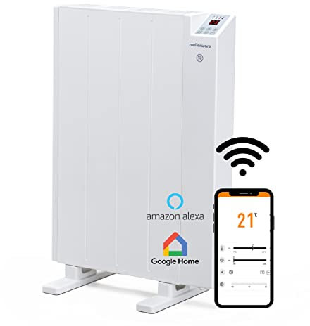 Mellerware - Emisor Térmico Bajo Consumo Comfy! 600W WIFI | Programable 3 Modos +Temp. Ajustable + Función Ventana Abierta | Temporizador | Radiador Eléctrico Potente| 10m2 | Google Home Alexa