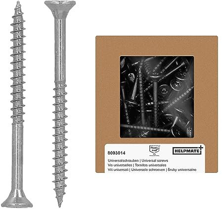 HELPMATE - Viti universali a testa svasata 4,0 x 50 in acciaio inox A2 antiruggine – 200 viti per legno con attacco a T e filettatura parziale – Viti per truciolato per interni ed esterni