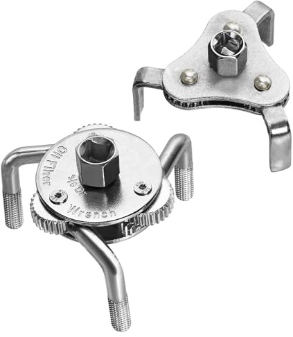 Swpeet Juego de 2 llaves de filtro de aceite universales ajustables de 3 mandíbulas, herramienta magnética de extracción de filtro de aceite, motocicletas, coches, camiones y filtros de aceite