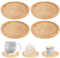 Sottobicchieri Legno Rotondo per Candele: 4 Pezzi Sottobicchieri in Bambù Ø 9cm - Portacandele in Legno Per Candele, Tazze, Piante Grasse