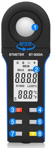 Watreketal Luxmètre professionnel avec application mobile pour une mesure et une analyse précises de la lumière, stockage facile des données