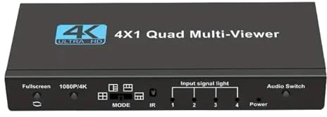 TV à écran divisé | Système multi-visionneuse – Adaptateur multi-affichage 4K 4 en 1 sans couture pour la configuration de jeux de cinéma maison et surveillance de sécurité en direct
