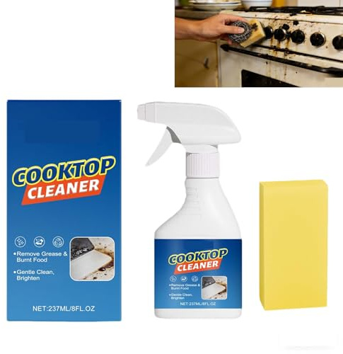 Limpiador de vitrocerámica, inducción y placas eléctricas de alto rendimiento, sin arañazos y no abrasivos, elimina restos de comida, grasa y manchas persistentes, brillo sin rayas (PCS1)