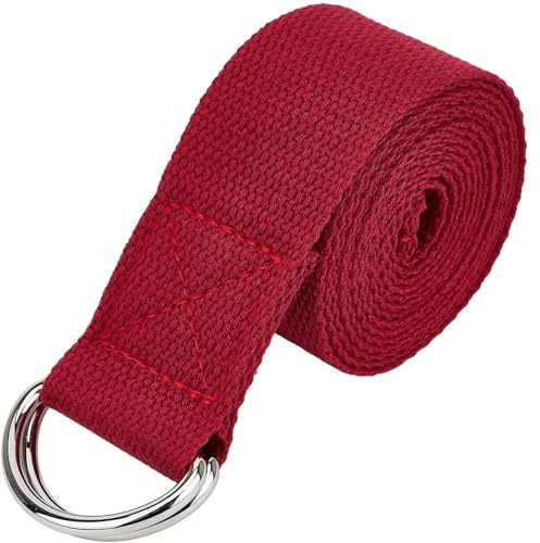 Yogabälte 183 x 3,8 cm mjukt yogabälte med justerbart D-ringspänne, träningsbälte av bomull för daglig pilates stretchbälte för stretchövningar (Color2)