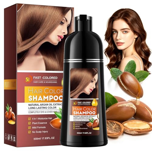500 ml Hair Dye Shampoo 4 en 1,Champú para teñir el cabello,Color de larga duración–per capelli grigi, Cobertura De Canas En En Minutos para Hombres Mujeres