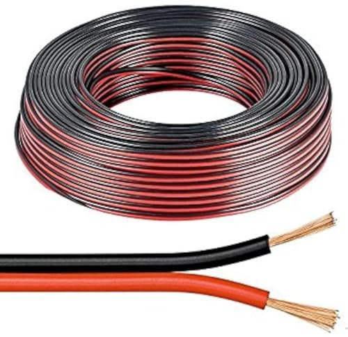 Electrosmart 10 m Rouge/noir 2 x 1 mm 2 x 89 fils Fil câble de haut-parleur pour Hifi/Car Audio, etc.