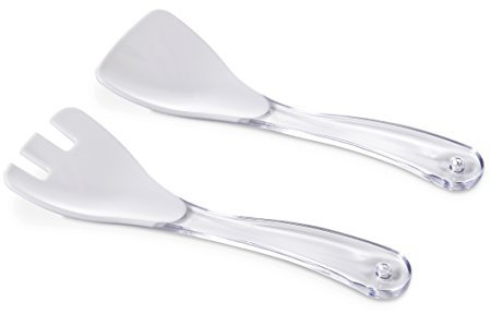 Omada Design Posate da Insalata bicolore, Forchettone e Cucchiaio in Acrilico, Lavabili in lavastoviglie, Made in Italy, Linea Diamond, Trasparente