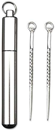 Silver Toothpick And Case Box, Silver Toothpick Portable Aluminum Alloy Toothpick Innovative Mini Fruit Picker Picktooth, For Purse Outdoor Camping Travel
