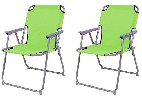 2'er Set Campingstuhl Faltstuhl Stoff Oxfort Klappstuhl Anglerstuhl Regiestuhl Angelstuhl Metall B 53 x T 46 x H 74 cm, Farben:Lime