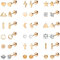 LOLIAS 18 Pairs Surgical Steel Earrings For Women Men Rose Gold Flat Back Earrings Studs Cartilage Earrings Cross Moon Star Stud Earrings Rose Gold Earring Set for Multiple Piercings
