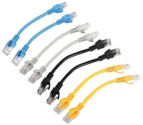 RIIEYOCA Short Cat5e Ethernet Patch Cable 0.5ft,Snagless RJ45 LAN Network Cord for Router, Modem,Switch, Server(Mixed Color 8 Pack)