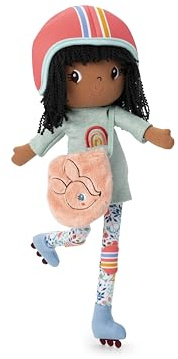 LILLIPUTIENS, Liza, Poupée en Tissu à Rollers, Dès 2 Ans | Casque et Robe Amovibles, Sac À Main, Cheveux en Fil de Laine et Rembourrage en Polyester Recyclé