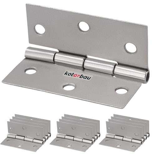 KOTARBAU® Set med 12 möbelgångjärn 50 mm möbelband, skåpgångjärn, nickel, rullade gångjärn, vikbart, pianorband, kontakt, lådband, verktygslådor