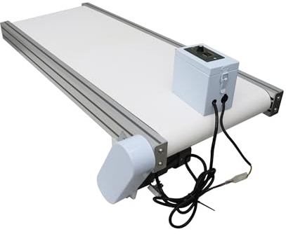 BREVELTION 47.2inch PVC Belt Conveyor Aluminum Belt Conveyor Industrial Transport Equipment 110V 120W 7.9inch Wide White
