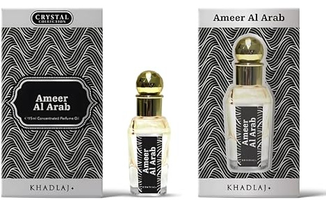Khadlaj Perfume Oil 15ml - Premium Non-Alcoholic Long-Lasting Fragrance for Women & Men - Unisex Arabian Oud Attar Sweet Floral Musky Woody Notes - 8 Luxurious Variants 1x6 Pc (Ameer Al Arab (15ML))
