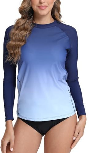 SURFEASY Rash Guard - Maglietta da donna a maniche lunghe, con protezione solare, ad asciugatura rapida, da surf, M