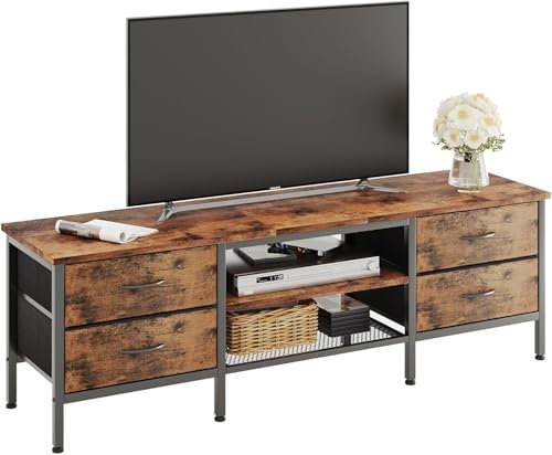 CAIYUN TV Stand with Storage, TV Table 63 Inch with Drawers for 65 70 Inch TV, TV Console Table, TV Bench for Living Room, Bedroom(Brown,63 Inch)