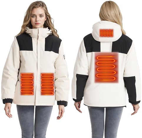 Monave Chaqueta Calefactable Mujer Chaqueta de Plumas Calefactable con 4 Grandes áreas de Elementos Calefactores de Grafeno Chaleco Calefactable (excluyendo la fuente de alimentación móvil)