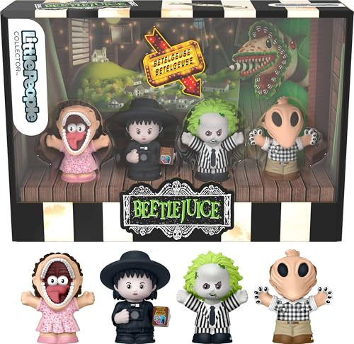 Little People Collector Coffret Beetlejuice édition spéciale pour les fans du film, 4 figurines de personnages dans un emballage à exposer, JFD68