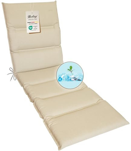 Herlag Liegenauflage Greta 190x60x7cm - Auflage Green-Line: Bezug aus 100% recyceltem Polyester - Liegepolster mit Fleck- & UV-Schutz - Polster für Gartenliegen - Öko Tex 100 - Natur