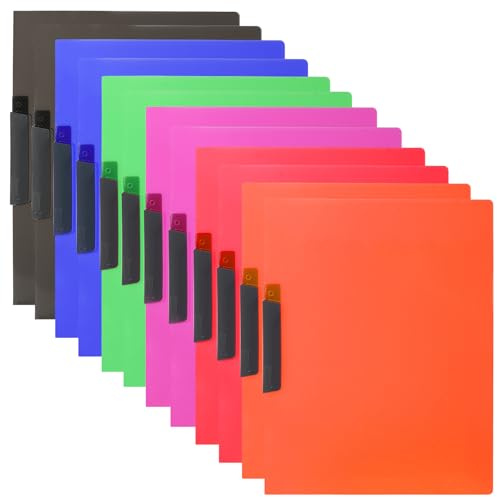 WOOWAIR 12 Stück Schnellhefter A4 Plastik, Klemmhefter A4, Ordnerschutz Transluzenter Schnellhefter Plastik Stabil farbiger Kunststoffordner für Schule Büro