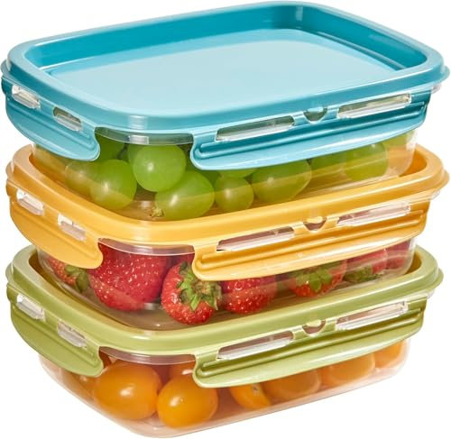Snips Lock Mixcolor - Set 3 Contenitori per Alimenti 0,6L, Coperchio Salva Freschezza con 4 Chiusure di Sicurezza - Contenitore per Cibi 18,4x14x8 Frigorifero, Microonde e Lavastoviglie Made in Italy