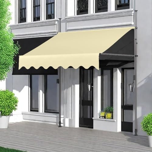 Cplsntaeam Store banne rétractable Manuel, 200 cm x 120 cm, réglable, avec manivelle, pour terrasse, Balcon, Porte arrière, abri Solaire extérieur,Beige