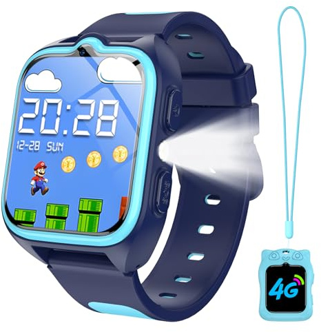 IOWODO Smartwatch Bambini 4G, Orologio Localizzatore GPS con Chiamata Video, Funzione SOS, Telecamera, Giochi Educativi, Batteria 800mAh, Impermeabile, Regalo per Ragazzi e Bambine