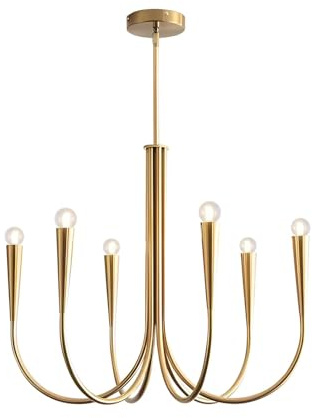 KCO Lighting Lámpara de Araña 6 Luces Dorado E14 Colgante Velas Clásico Moderna Industrial Vintage para Dormitorio Cocina Comedor Salón