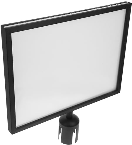 MAGICLULU Metal Queue Barrier Sign Holder Vertical Double Sided Frame with Cover for Airport Queuing and Event Signage