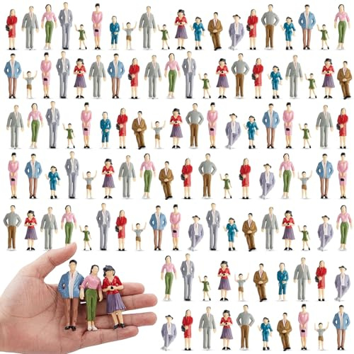 Namalu 140 Figurine di Persone in Miniatura in Scala 1:25 Figurine di Plastica Architettoniche Mini Figure di Persone Dipinte in Piedi e Sedute per Scene in Miniatura(Colori Misti)