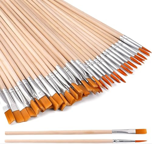 40 Pinceles Pintura 20 Planos 20 Redondos Cerda Nylon Mango