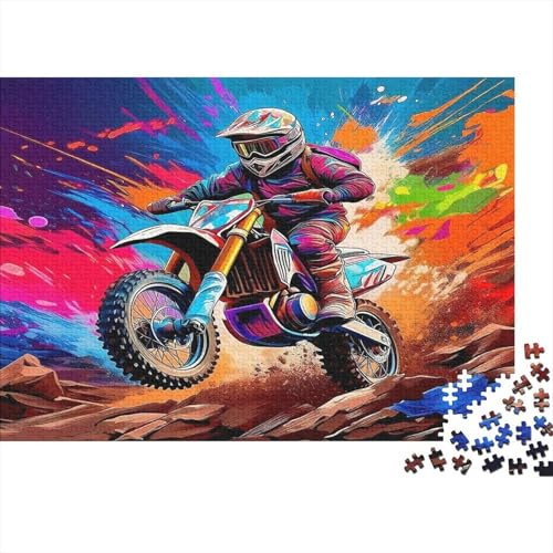 1000 Piezas Puzzle cartón Piloto Motocross, Adultos Mayores, estimulación Mental, Juego Individual, Tiempo Libre en casa, 52x38cm
