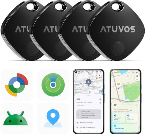 ATUVOS Air Tag Pro Smart Tags Tracker para Android e iOS, nuevo sistema dual buscador de llaves compatible con Google Buscar mi dispositivo o Apple ¿Dónde está? App, Smart Tag Key Finder para equipaje