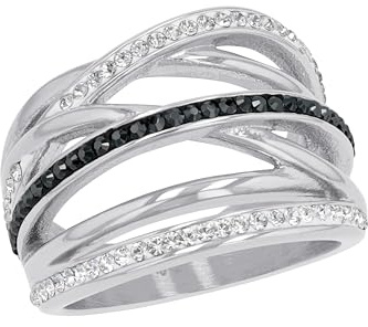 s.Oliver Ring Edelstahl Damen Ringe, mit Kristall, Grau, Kommt in Schmuck Geschenk Box