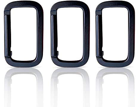 Holesto® Set di 3 moschettoni quadrati – Mini moschettone – moschettone – moschettone – moschettone a vite – moschettone piccolo – moschettone nero – set di moschettoni – Carabiner