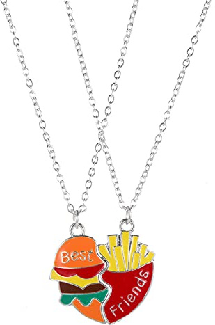 Caiyao 2Pcs Broken Heart Engraved Koala Panda Pendant Necklace for Friend Women Men Gradient Love Heart Dolphin Unicorn Food Link Chain Necklace Friendship Jewelry Birthday Gift-K food
